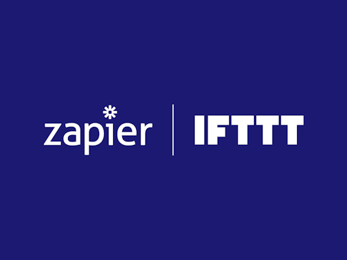 Zapier and IFTTT logos against a solid background