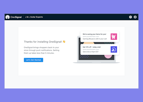 Card to edit settings for abandoned cart notifications in the OneSignal Shopify app