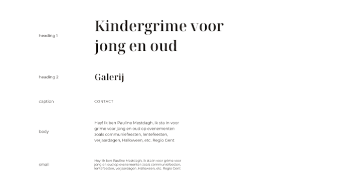 Het kleurenpalet van de website bevat groene en beige tinten.