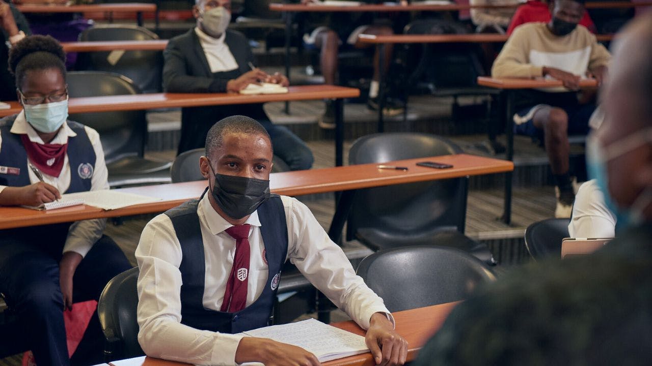 student in lecture hall
