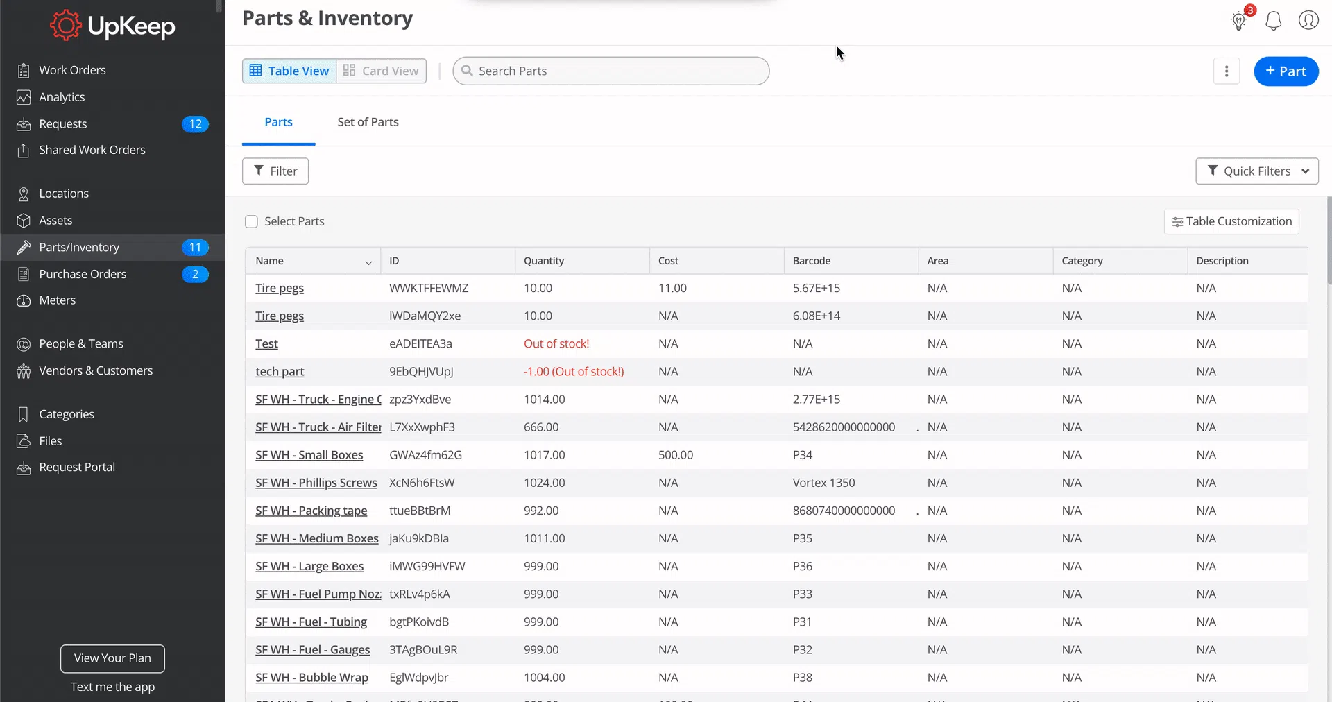 UpKeep Inventory Managment