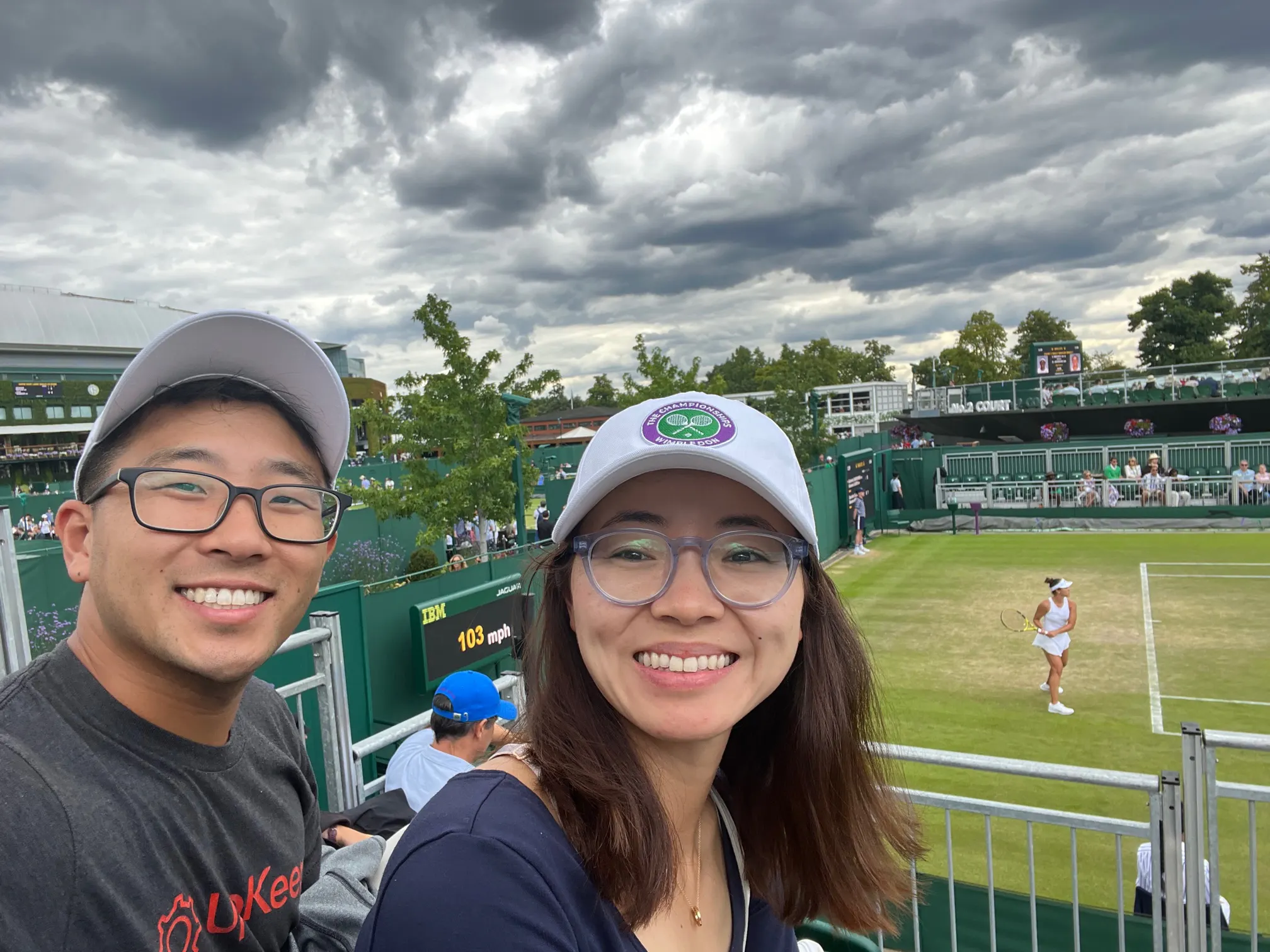 Ryan and his wife watching Desirae at Wimbledon in London