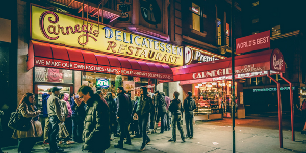 Line at restaurant entrance