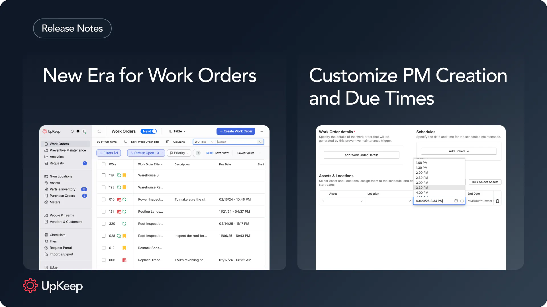 New Era for UpKeep Work Orders & Increased Control Over PM Schedules
