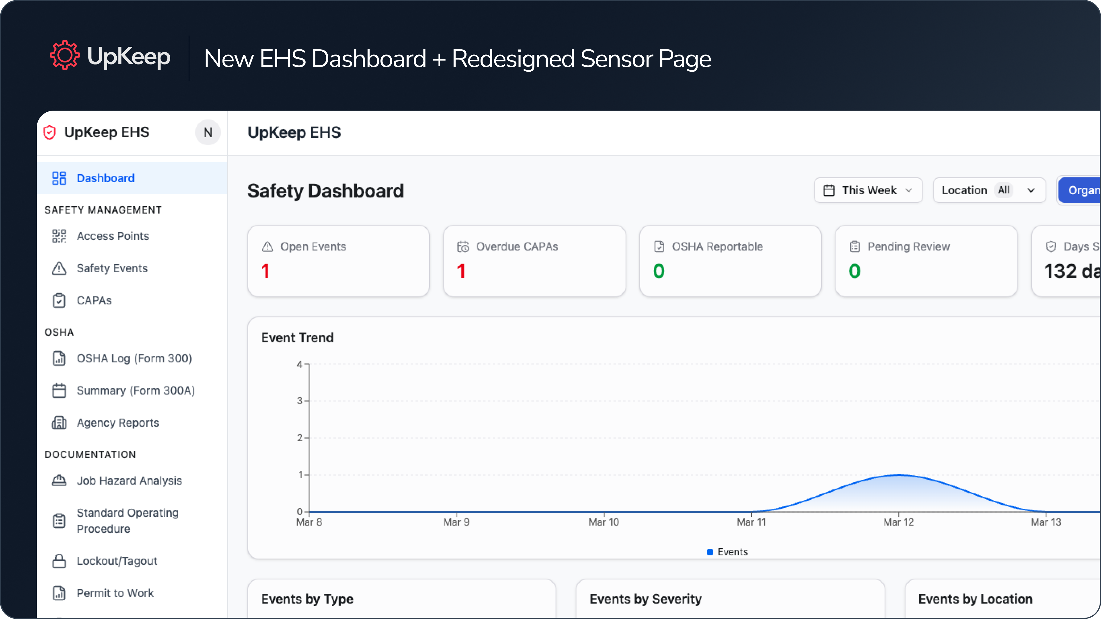 New EHS Safety Dashboard & Smarter Sensor Alerts | UpKeep Product Update