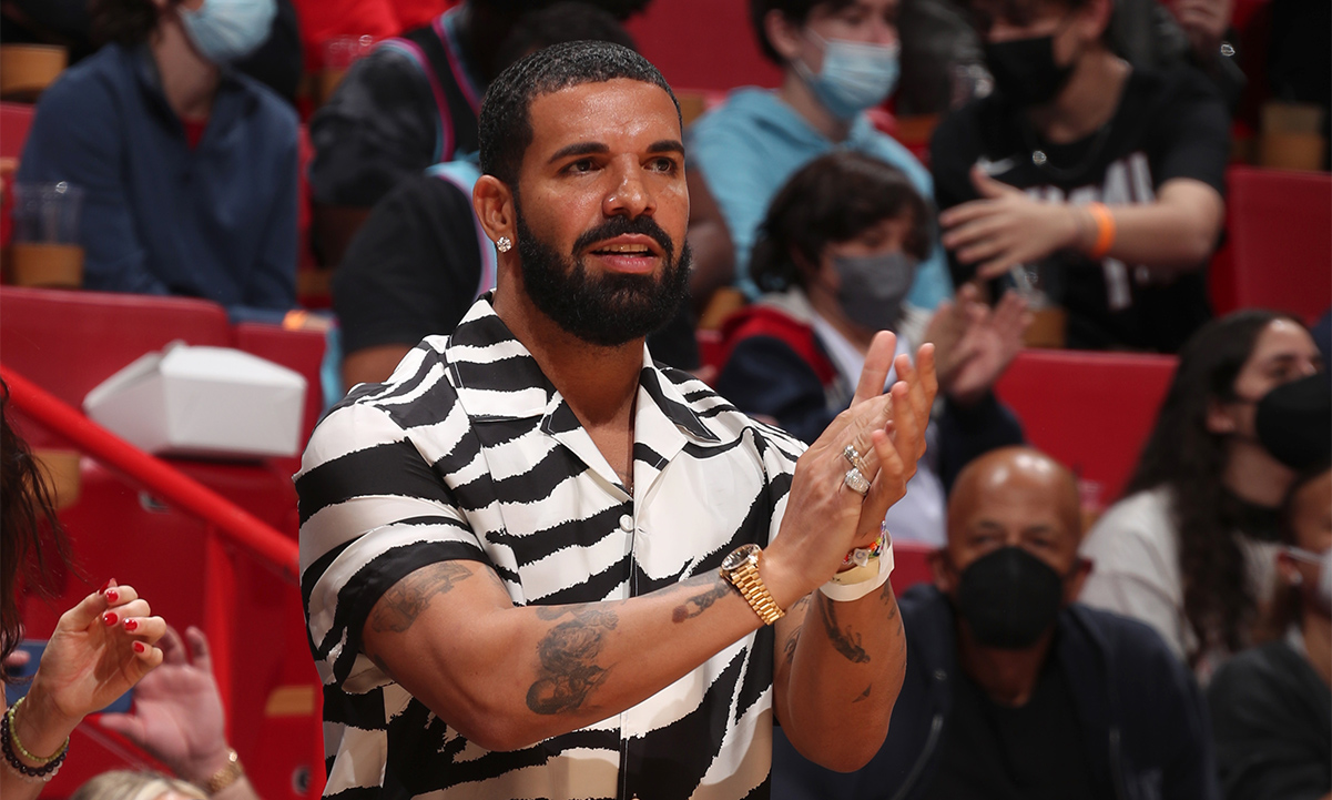 Drake court-side clapping zebra shirt Atlanta
