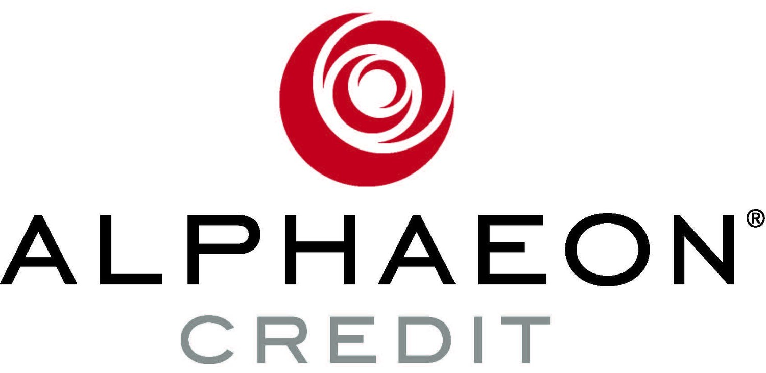The Alphaeon Credit logo in red and black