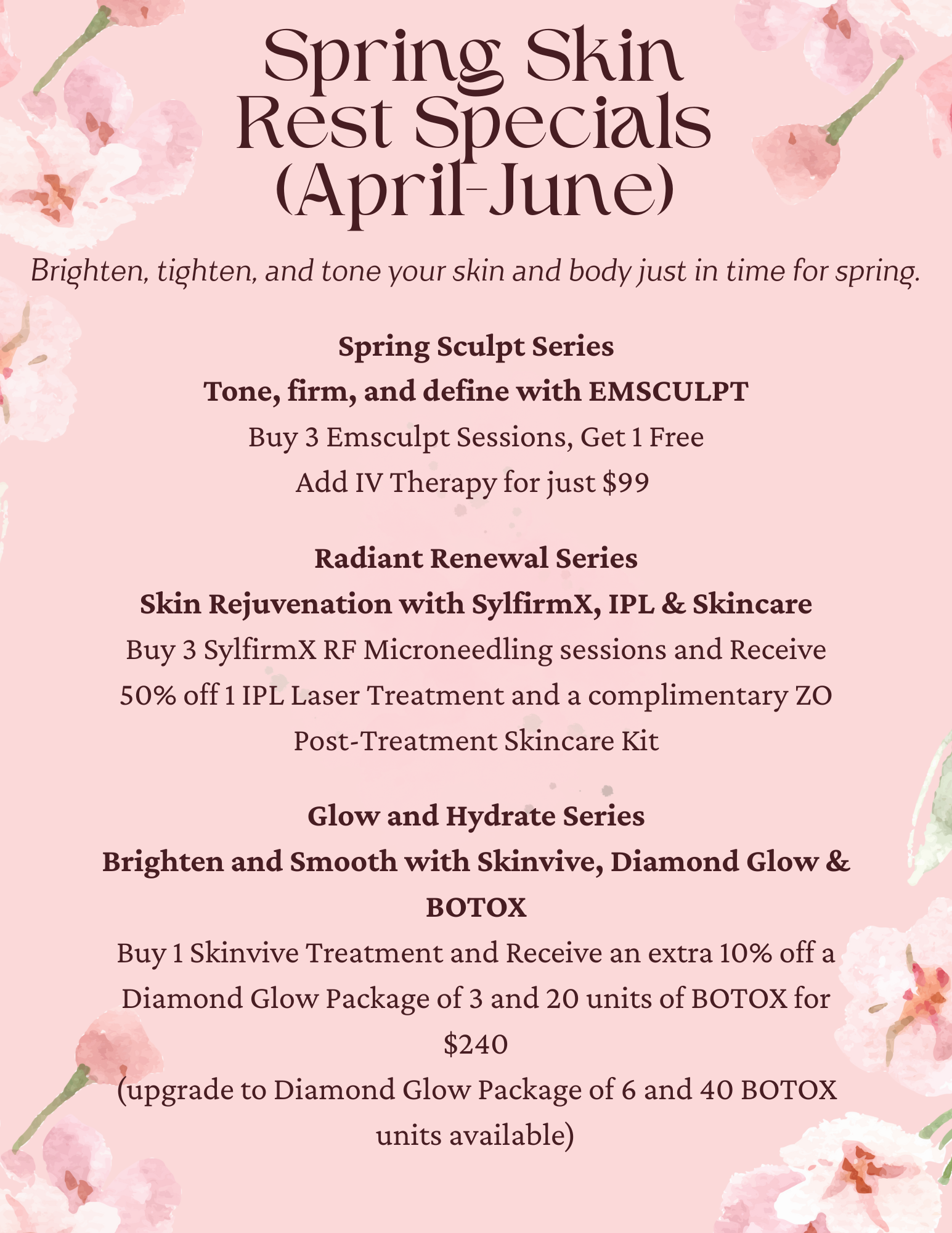 Spring specials information
