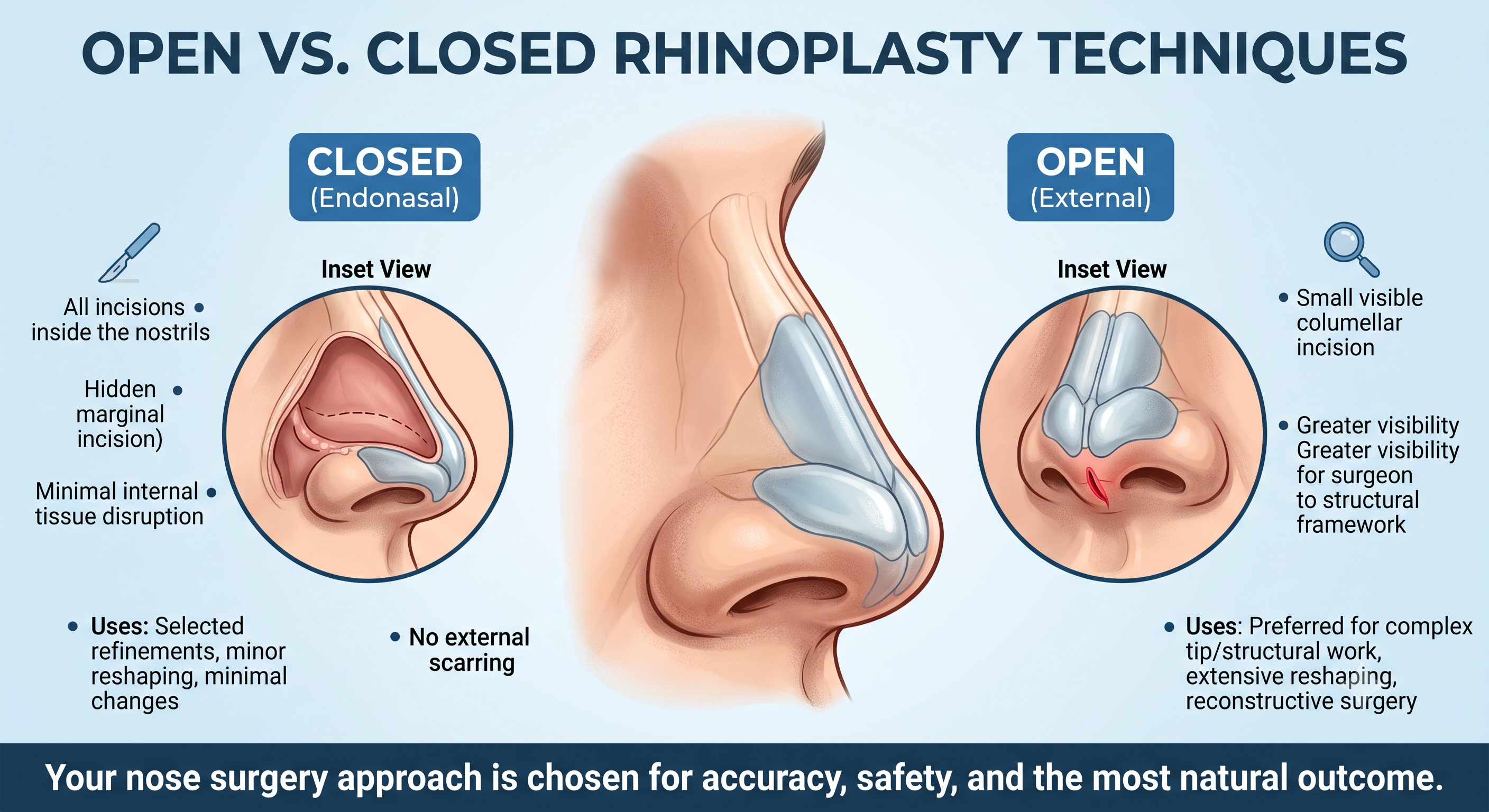 Open vs Closed Rhinoplasty infographic