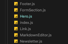 Components (including the Hero) being created in our project code too