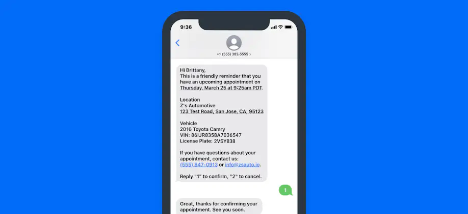 reduce no shows and keep your bays full with automated appointment reminders