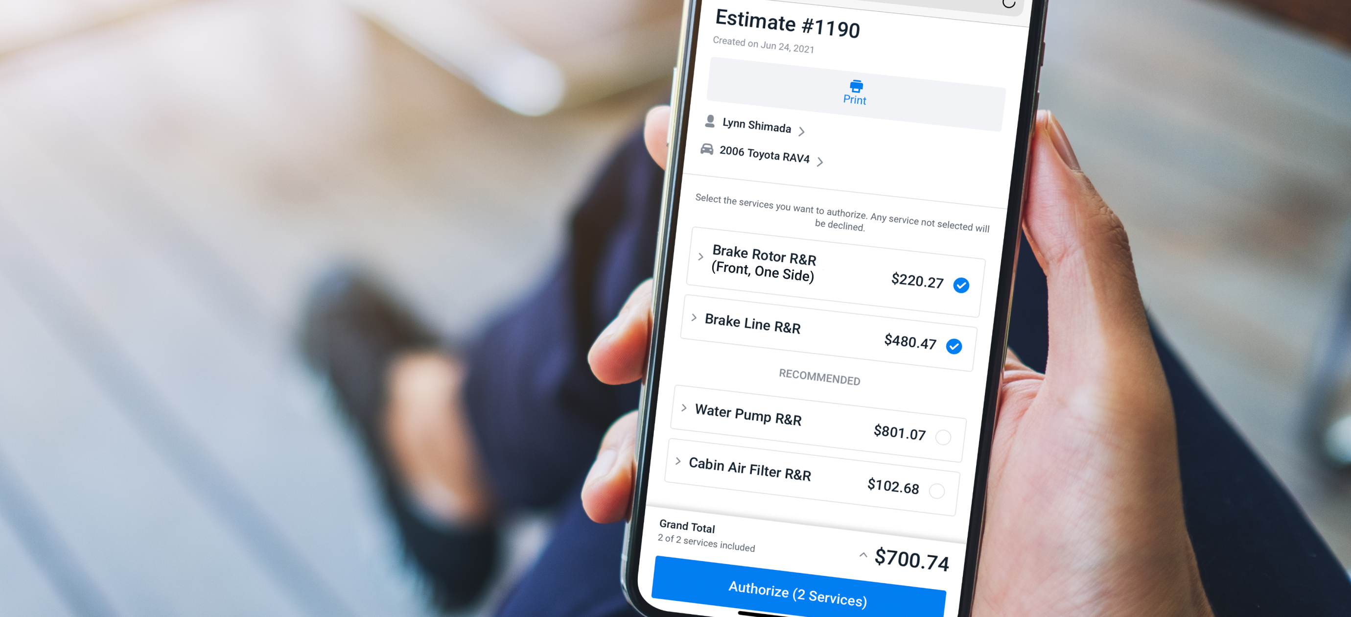 Makes it Easy for Customers to Approve or Decline Recommended Services