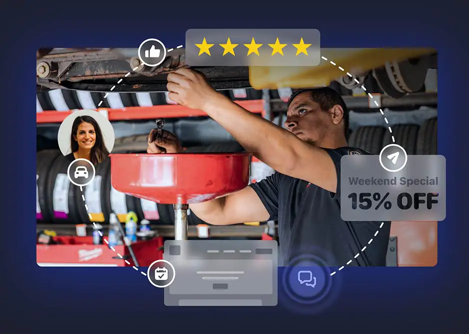 Man doing the oil change on th car small edition