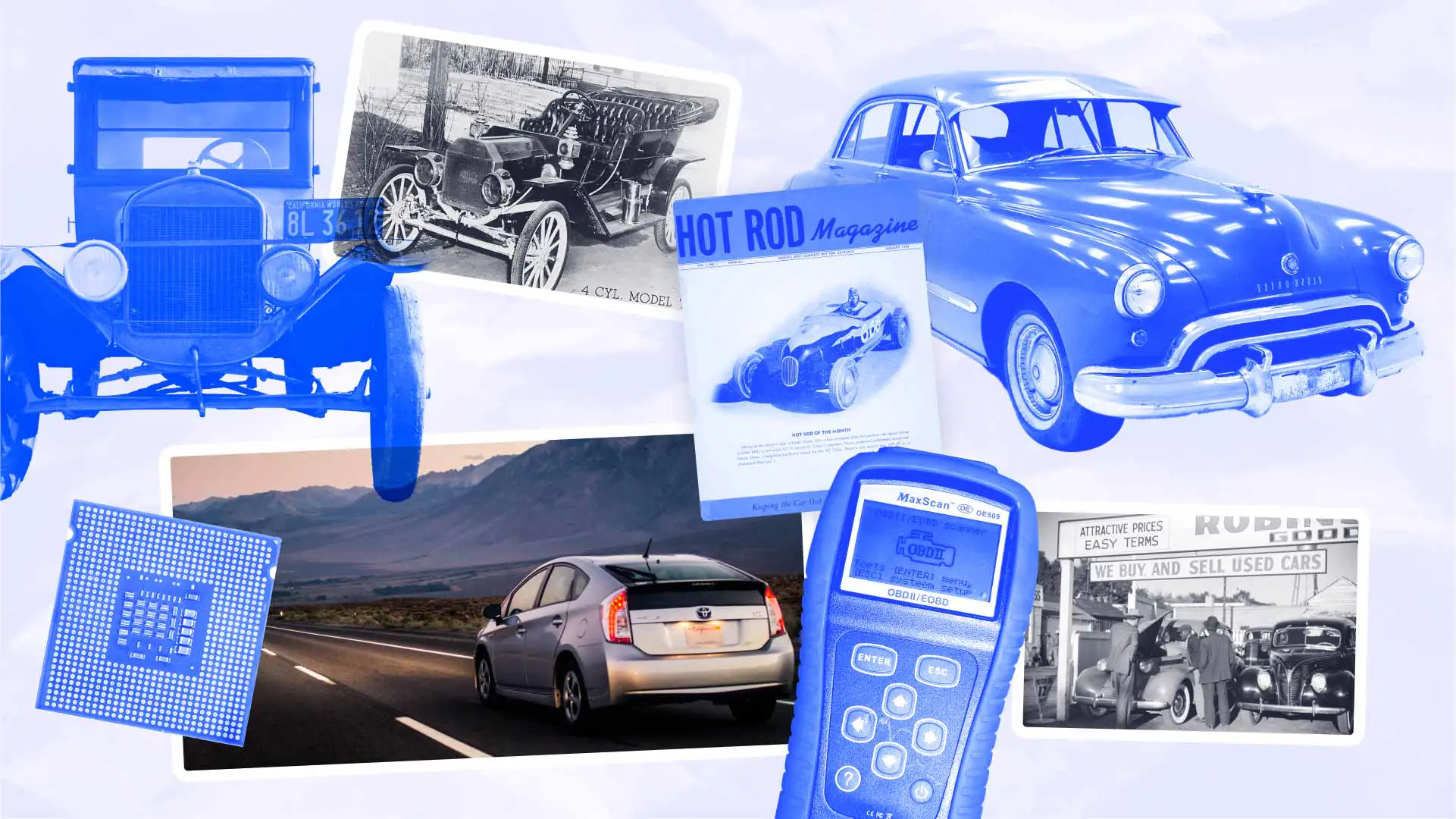 A collage of the History of the Auto Repair Industry