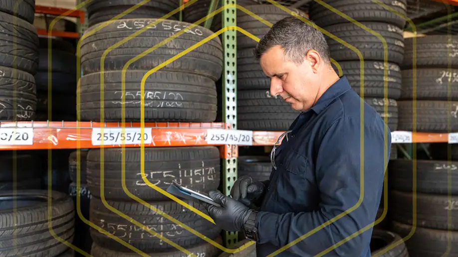 Man taking tire inventory