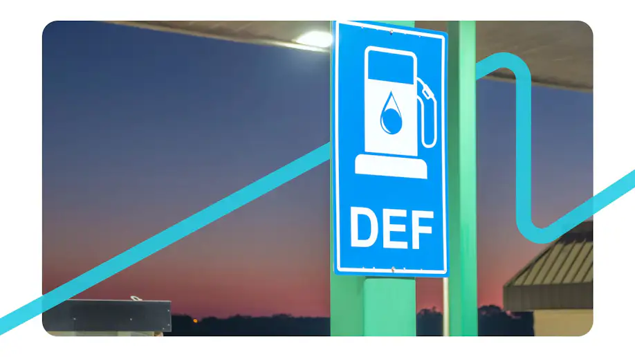 A sign representing a nearby diesel exhaust fluid (DEF) pump.