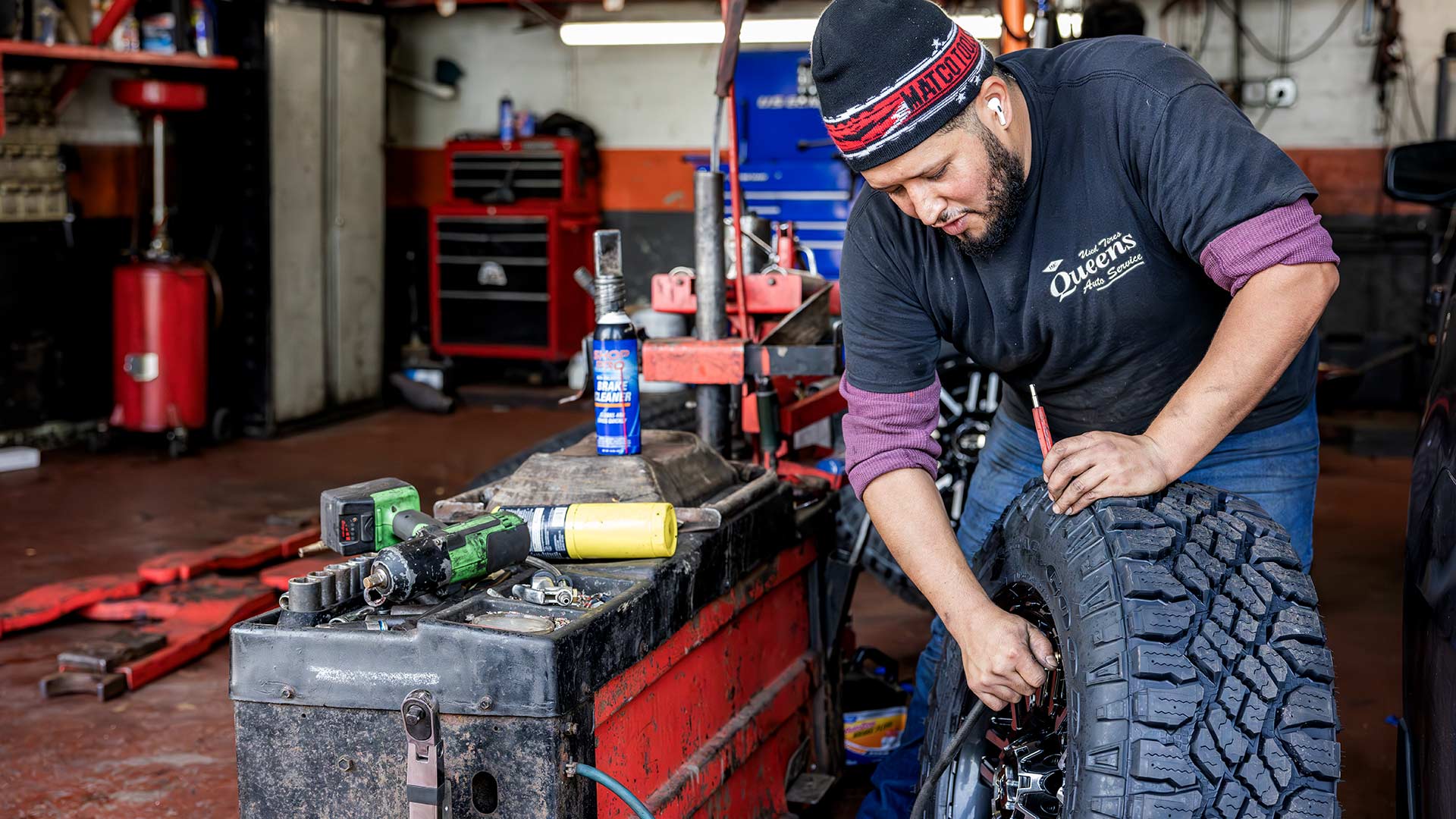Filling up the tire with the big air