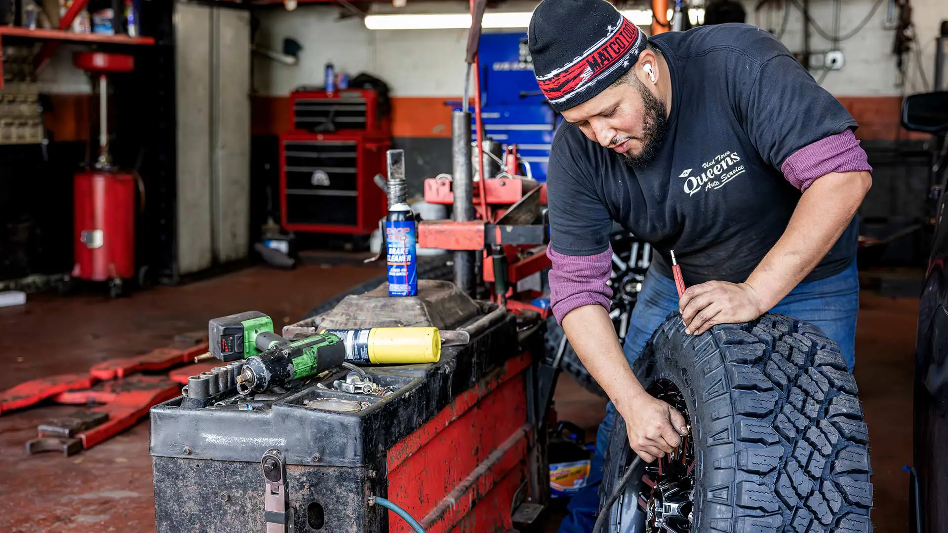 Filling up the tire with the big air