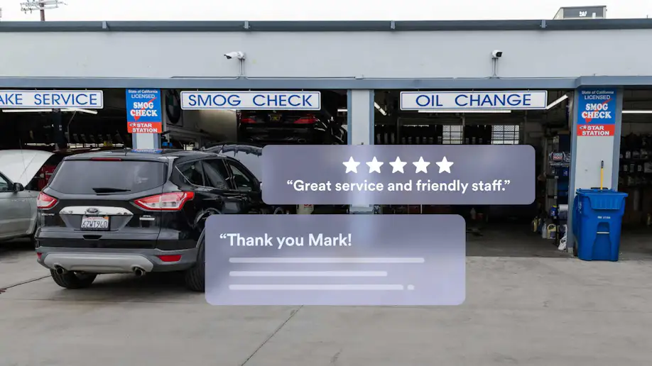 An auto shop responding to a customer review.