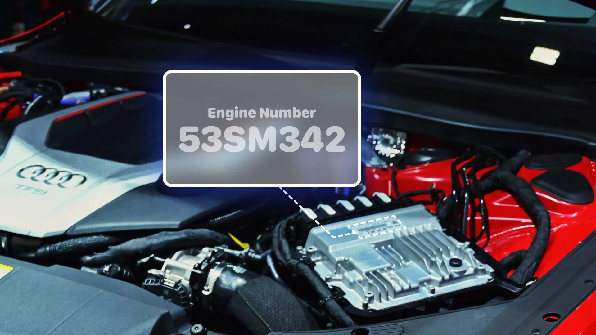 An engine with a visible serial number.