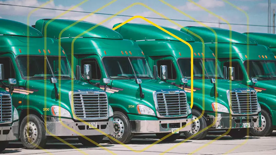 A fleet of semi-trucks.
