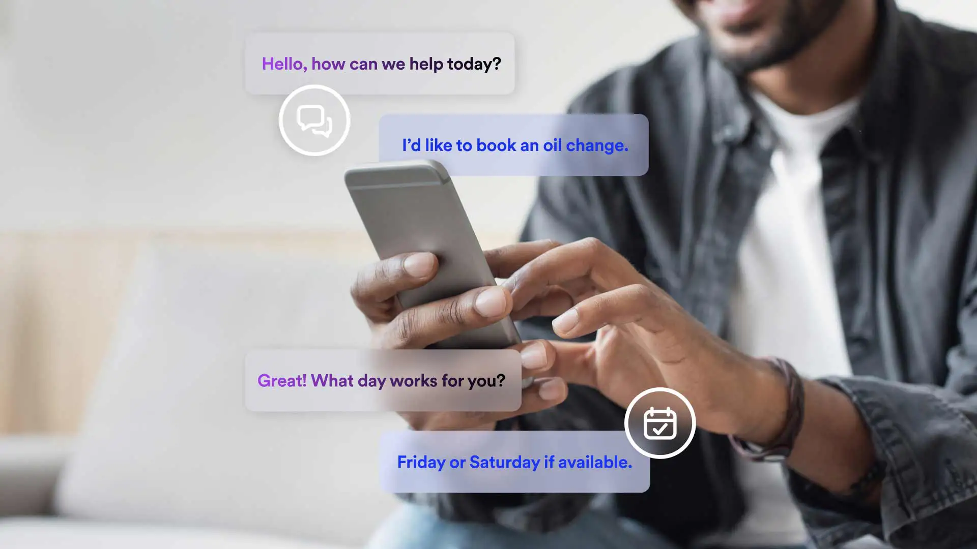An auto repair customer communicating with an AI chatbot.