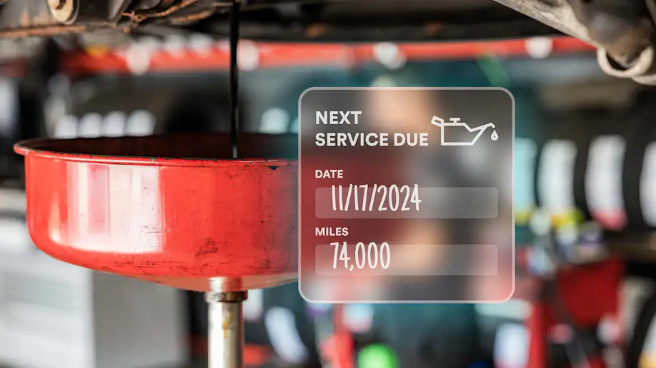 A recommended service date for a customer's next oil change.