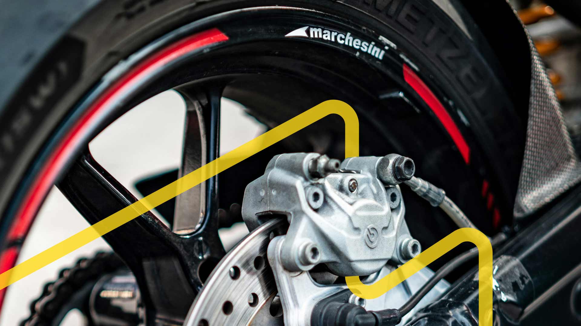 A motorcycle brake caliper.