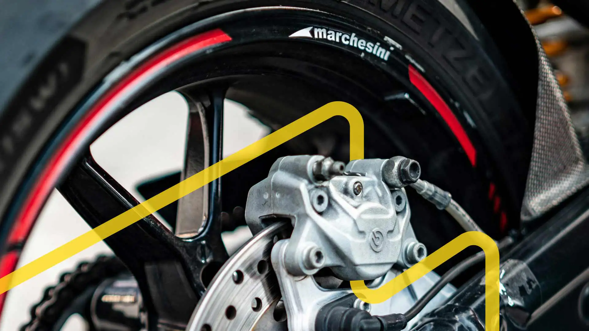 A motorcycle brake caliper.