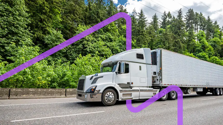 A semi-truck on the road.