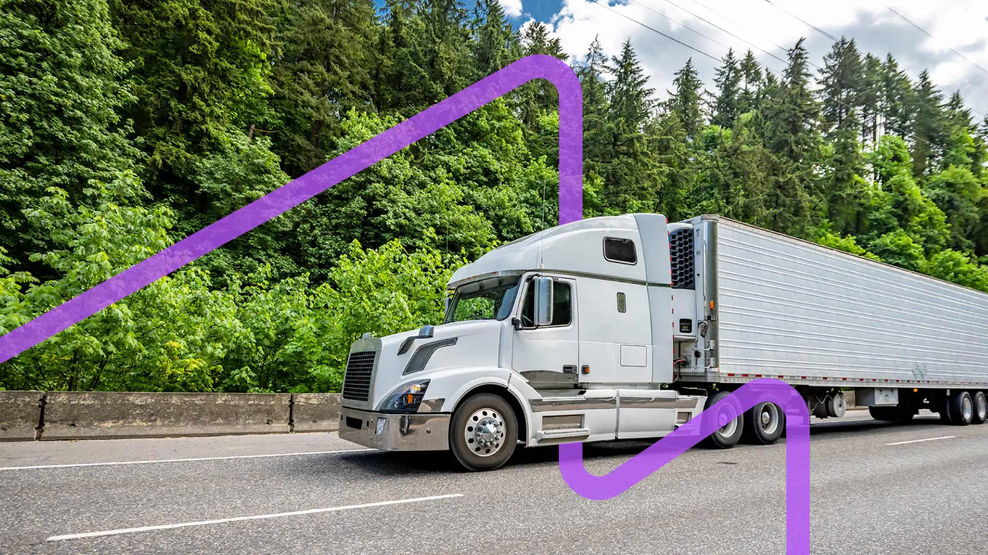 A semi-truck on the road.