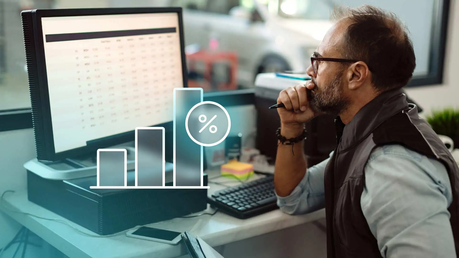 service writer shop owner using software