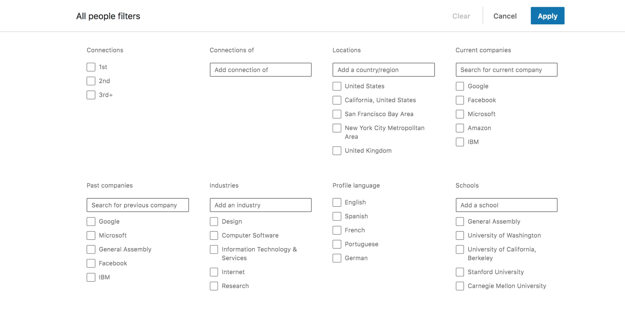 research participants linkedin filters