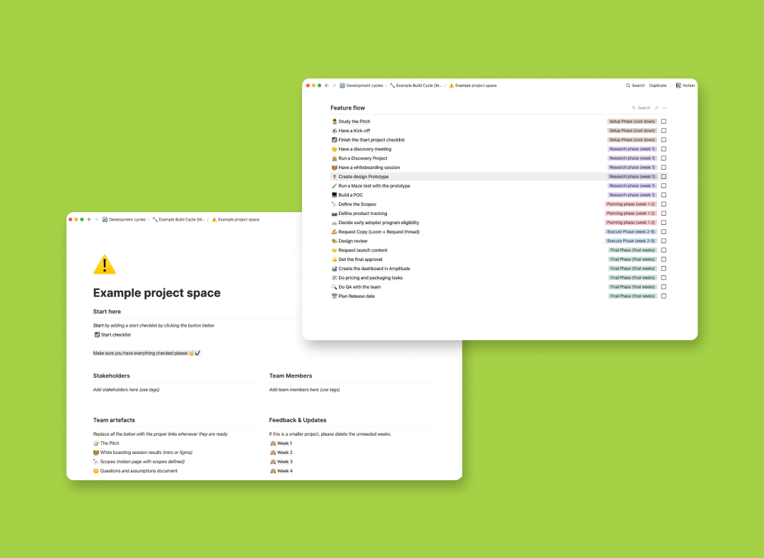 start project checklist 