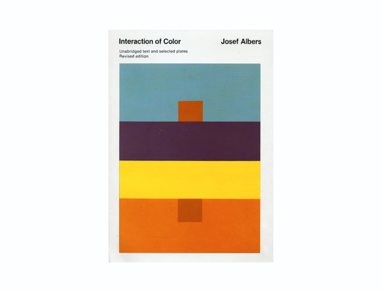 Book cover showing four block color stripes of teal, dark purple, yellow and orange