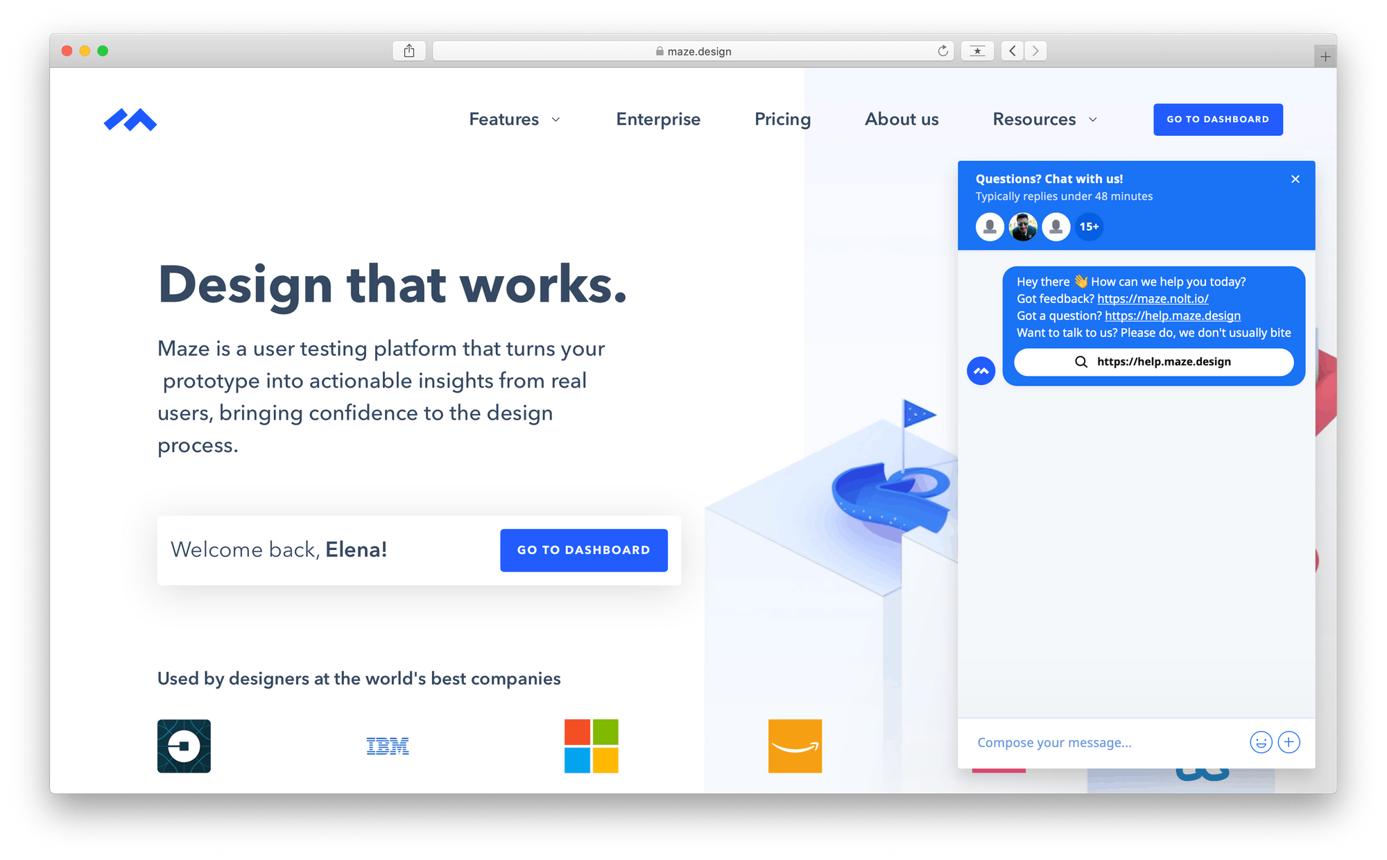 maze user testing live chat