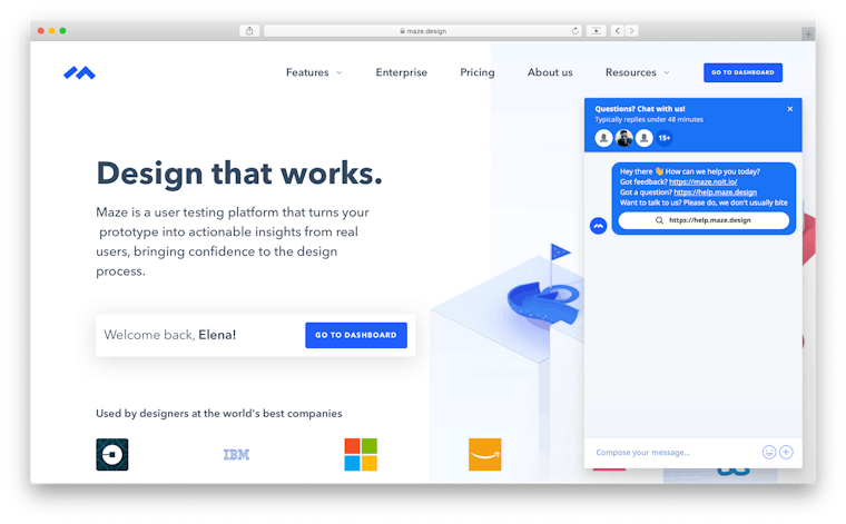 maze user testing live chat