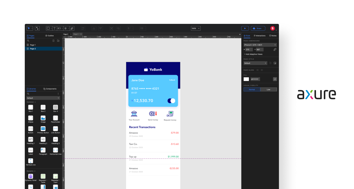 Axure design software UI