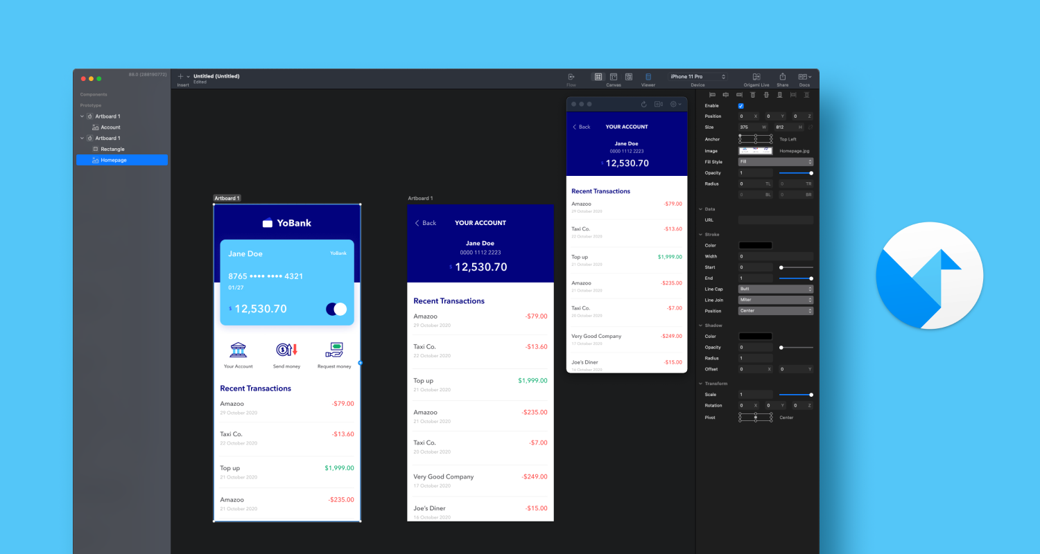 Origami Studio UX/UI design tool