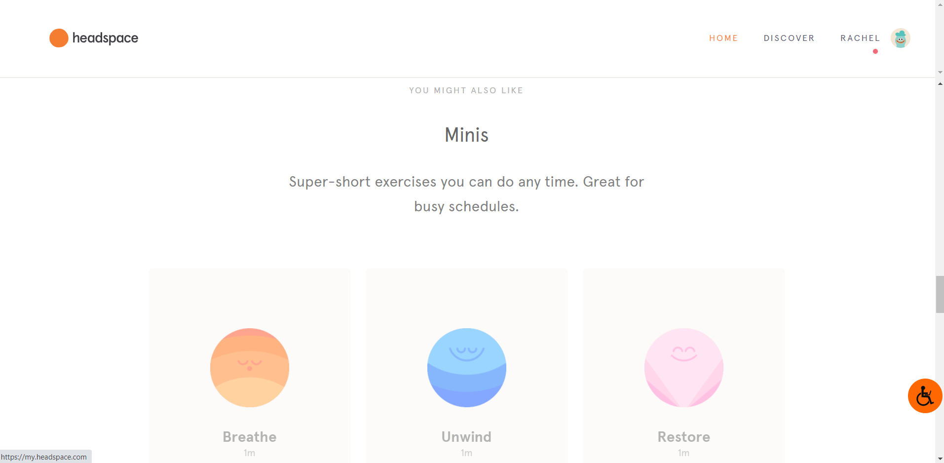 Headspace’s accessibility options