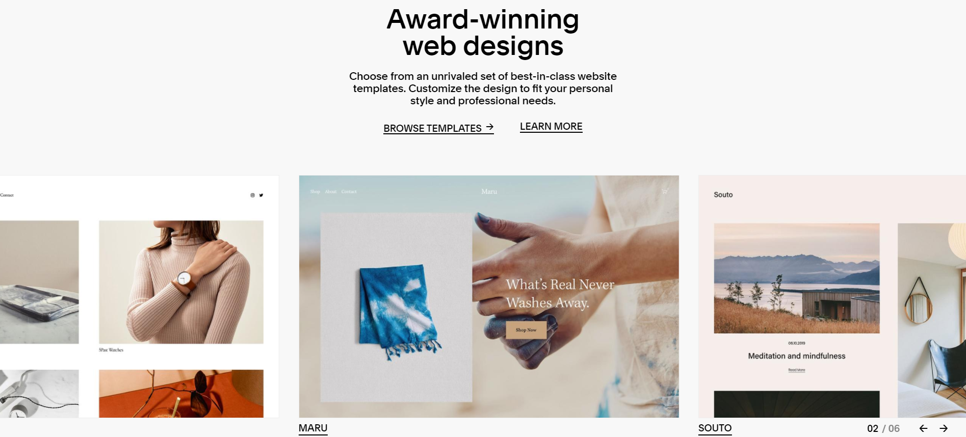 Squarespace’s card carousel