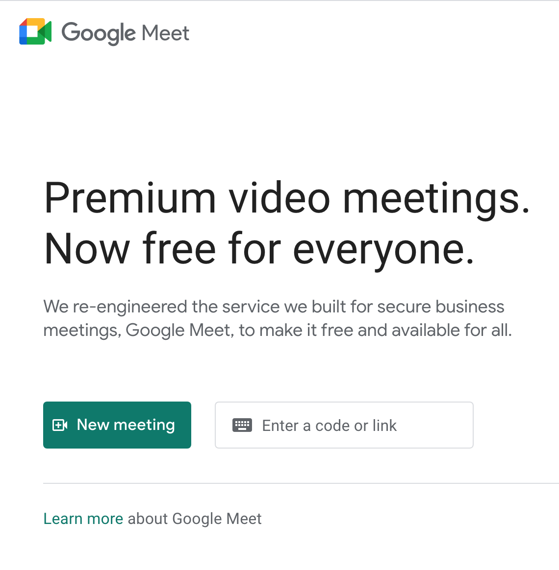 Google Meet's website