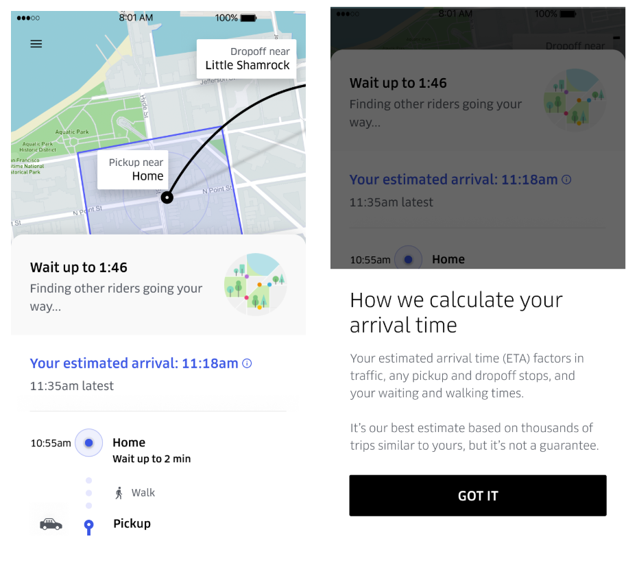 Uber's app UI