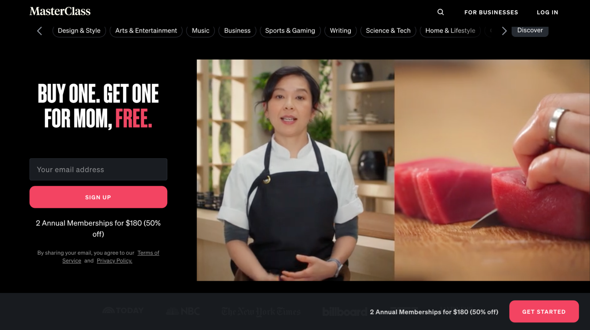 MasterClass's website