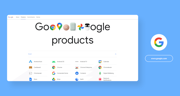 Google products screenshot