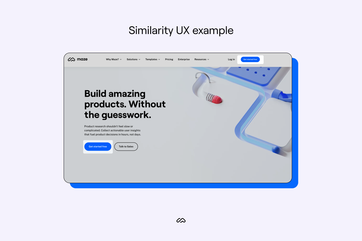 similarity UX example Maze website