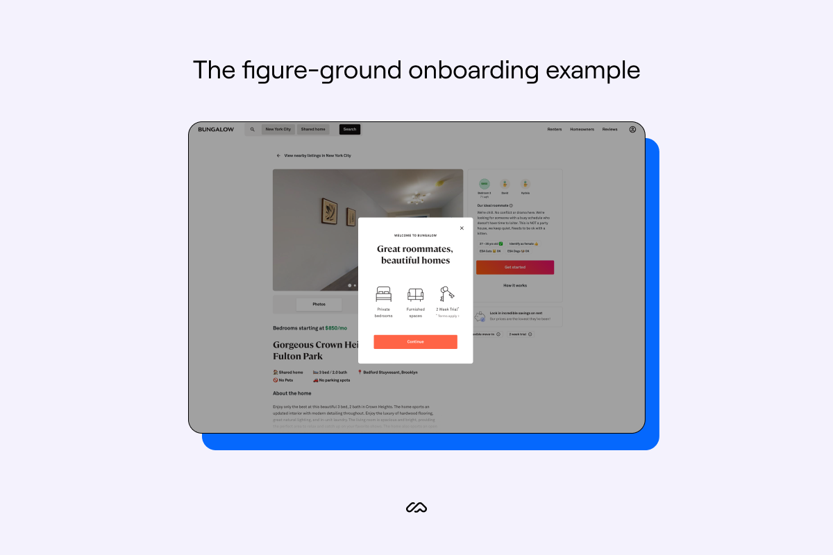 the figure-ground onboarding example Bungalow screenshot