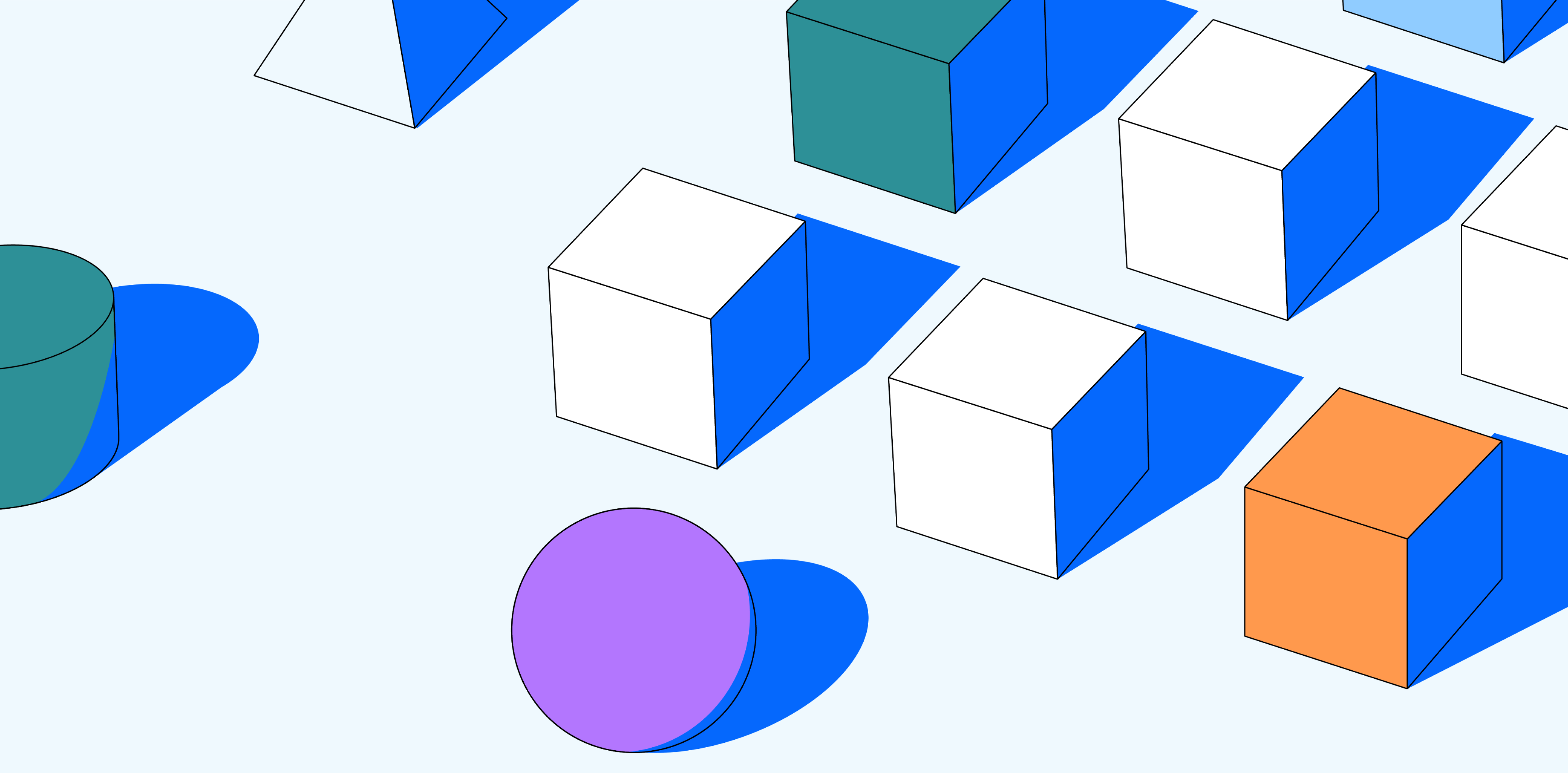Illustration of rows of cubes lined up with a sphere in front