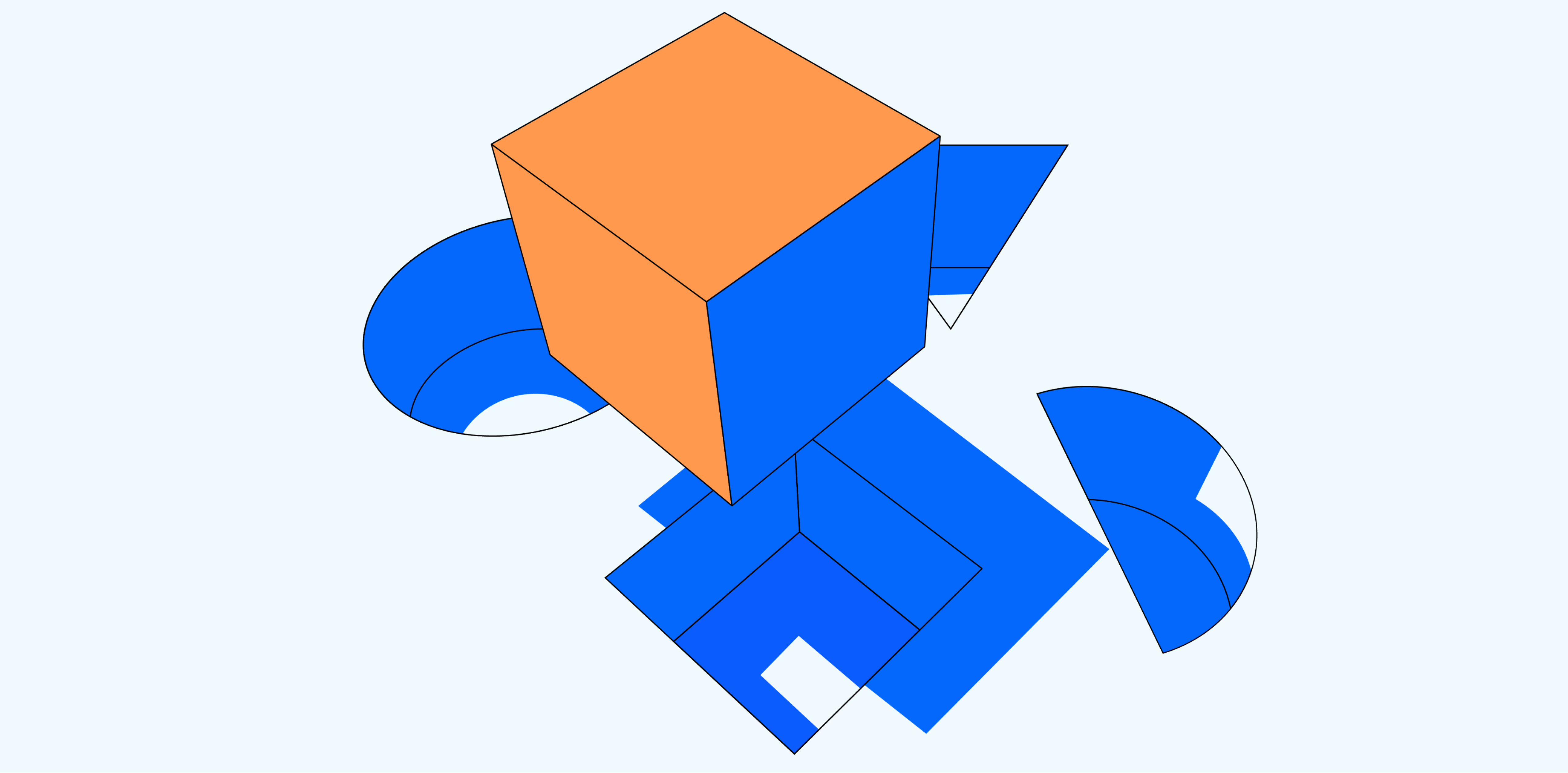 Illustration showing four differently-shaped holes with one cube block above them
