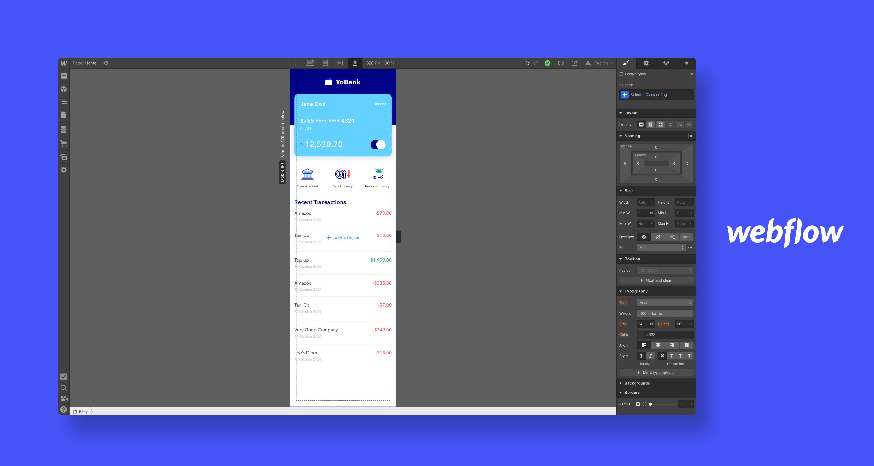 Webflow UX/UI design tool